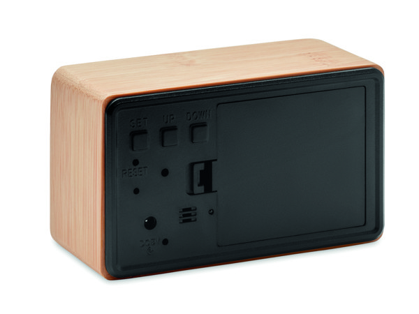 LED alarm clock bamboo casing Miri Clock