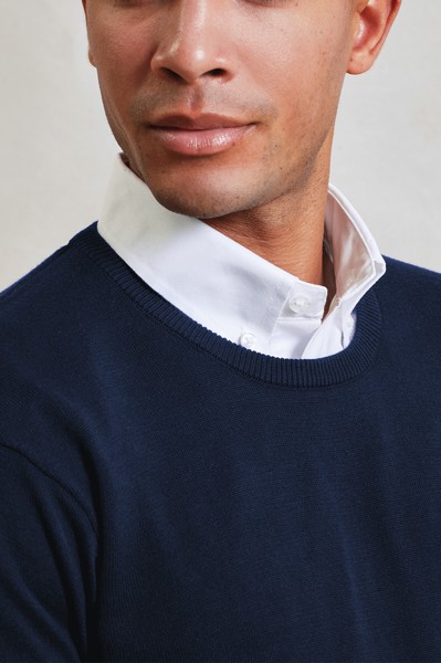 Men's Crew Neck Cotton Rich Knitted Sweater - Black / 4XL