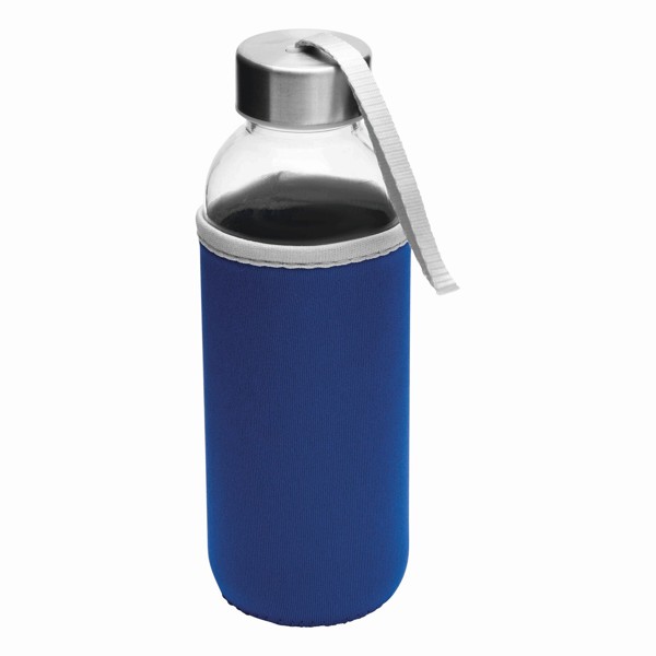 Glas-Flasche Take Well - Royalblau / Transparent