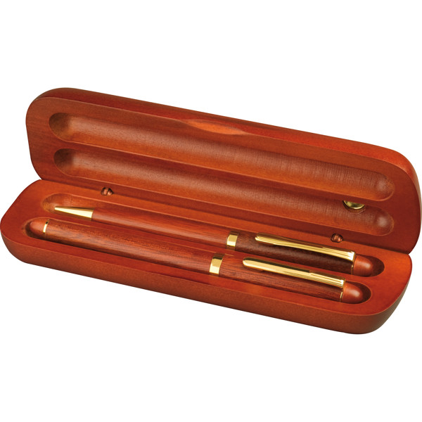 Rosewood pen set in case DIRK - Brown