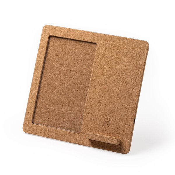 Cargador inalámbrico personalizado de corcho con marco para fotos 10x15 cm