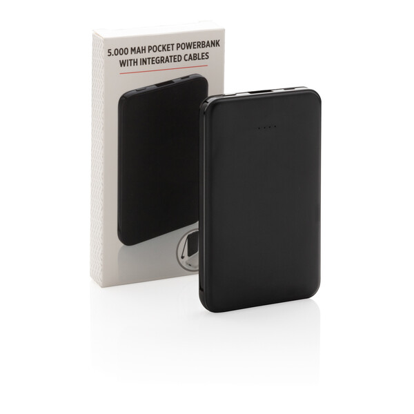 Xd Collection powerbank 3v1 kabli, 5000 mAh - Črna