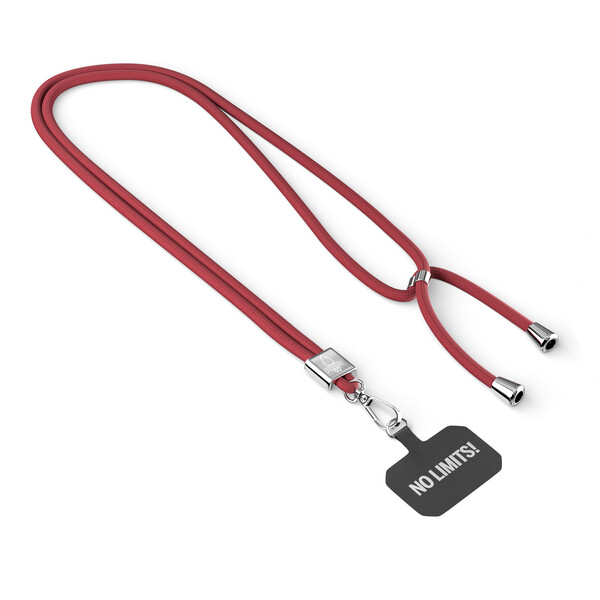 Crossbody, trendy 2-tone cord phone holder made of polyester - Medium Scarlet Red / Silver accessories