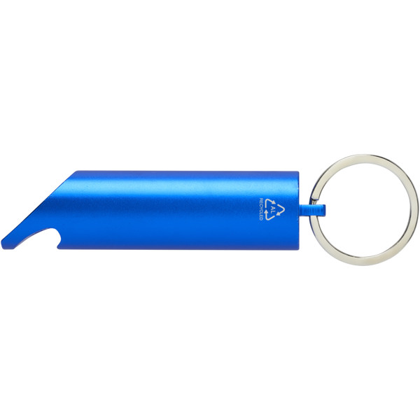 Lumière LED IPX Flare en aluminium recyclé et ouvre-bouteille avec porte-clés - Bleu royal