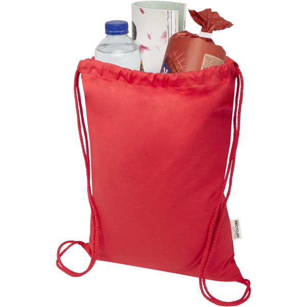 Borsa con cordoncino  in materiale riciclato GRS da 140 g/m² Oregon Blend - 5L - Rosso