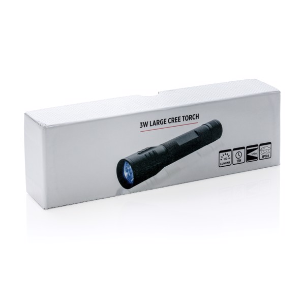 3W large CREE torch - Black