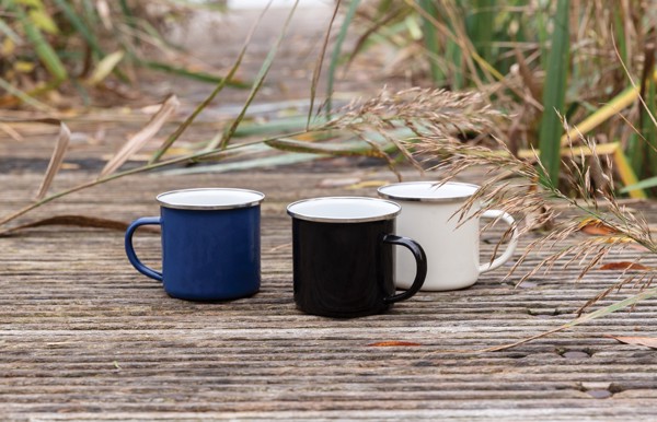 Xd Collection enamel mug, 350 ml carbon steel - White