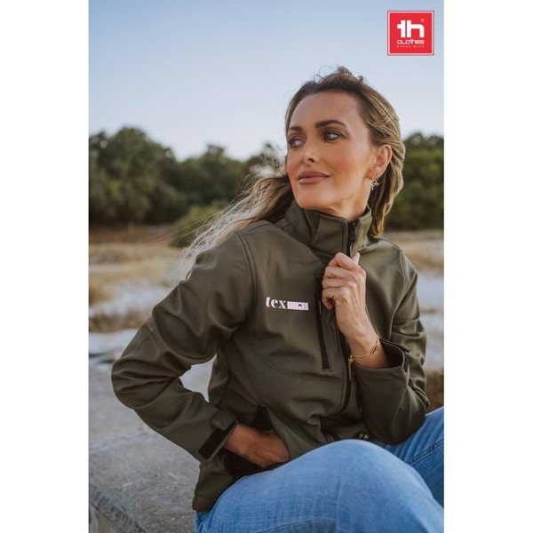 THC ZAGREB WOMEN. Casaco softshell cintado para senhora - Verde Tropa / XL