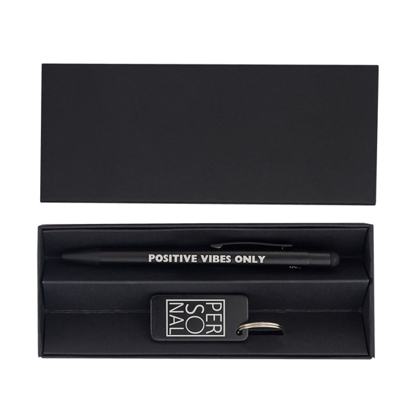 Couple pen and keychain gift set - Black
