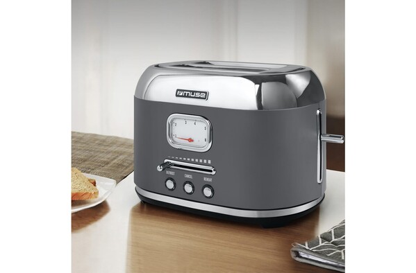 Muse toaster, 2 rezini, 1000 W - Temno siva