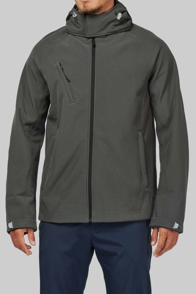 Men's Detachable Hooded Softshell Jacket - Titanium / 4XL