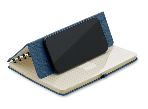 Cahier A5 support de téléphone Strata - Bleu
