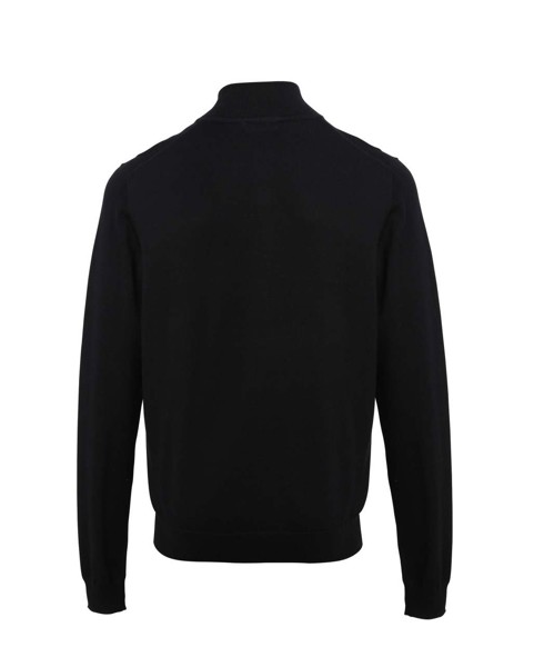 Men's Quarter-Zip Knitted Sweater - Black / XL