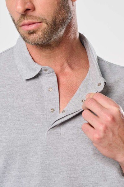 Men's Short Sleeve Stud Polo Shirt - White / 3XL