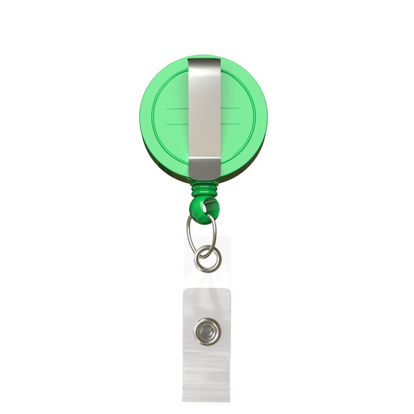 Retractable badge reel in round shape with ⌀2.8cm logo - Classic Green / Belt Clip