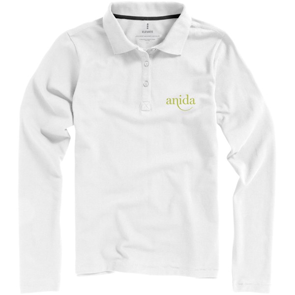 Oakville Langarm Poloshirt für Damen - weiss / XL