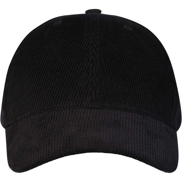 Hutton 6 panel recycled corduroy cap - Solid Black