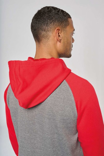 Unisex Two-Tone Zipped Hooded Fleece Jacket - Grey Heather / Sporty Navy / 3XL
