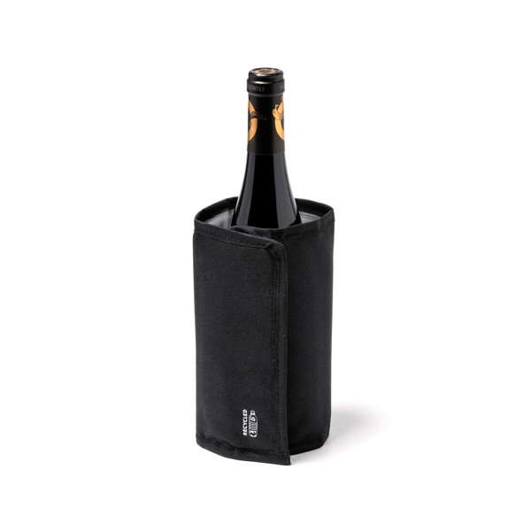 Personalised bottle cooler sleeve in RPET with velcro closure