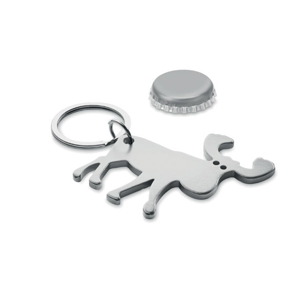 Recycled aluminium key ring Bottle Popper - Matt Silver