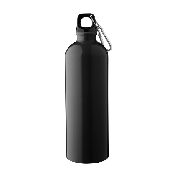 Jednoplášťová fľaša z recyklovanej nehrdzavejúcej ocele (750 ml) Emeric - Čierna