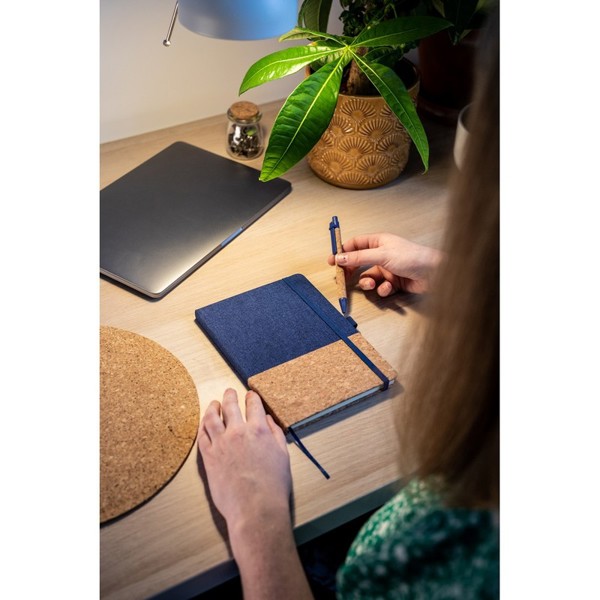 Cork notebook A5 with ball pen | Layla - grey