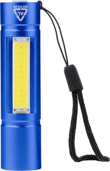 Lampe de poche COB en aluminium recyclé Sami - bleu cobalt