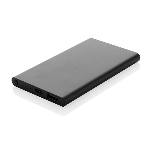 Powerbanka 4000mAh s USB C z RCS recykl. plastu a hliníka - Čierna