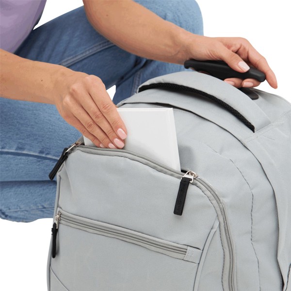 Trolley backpack, 600D polyester, laptop pocket - Grey