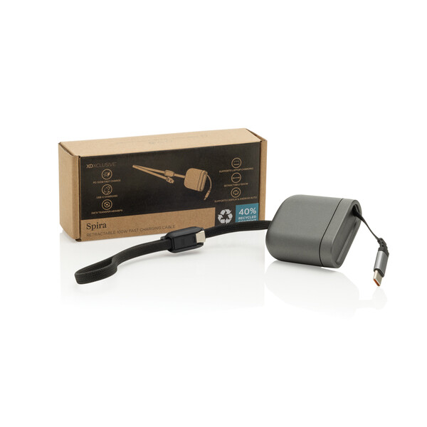 Spira RCS recycled retractable 100W fast charging cable