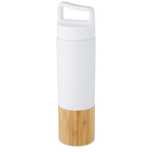 Garrafa de 540 ml de cobre isolada a vácuo em aço inoxidável com parede exterior de bambu "Torne" - Branco