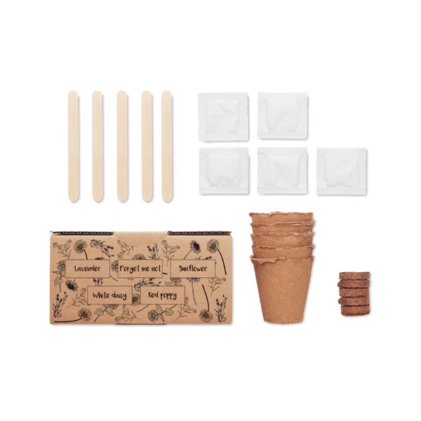 Flower growing kit, 5 seed types,paper box