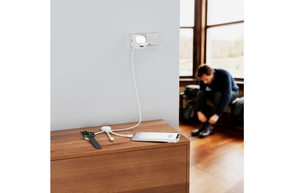 Câble multiple Xoopar Mr. Bio Long pour Apple/Samsung Watch 1 mètre - Blanc