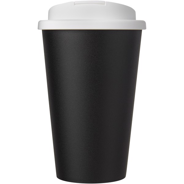 Gobelet Americano® Eco recyclé de 350ml avec couvercle anti-déversement - Blanc / Noir