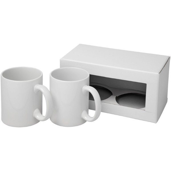 Ceramic mug 2-pieces gift set - White