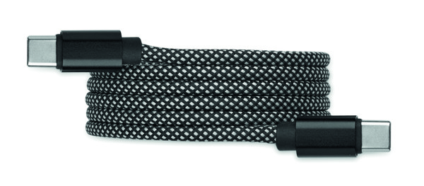 Braided magnetic cable in RPET - White / Black