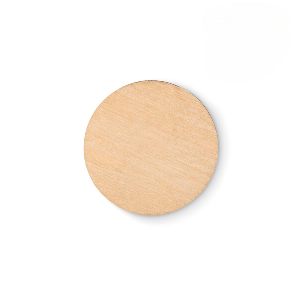 Round shape wooden lapel pin - Safety pin / Tissue paper wrapping