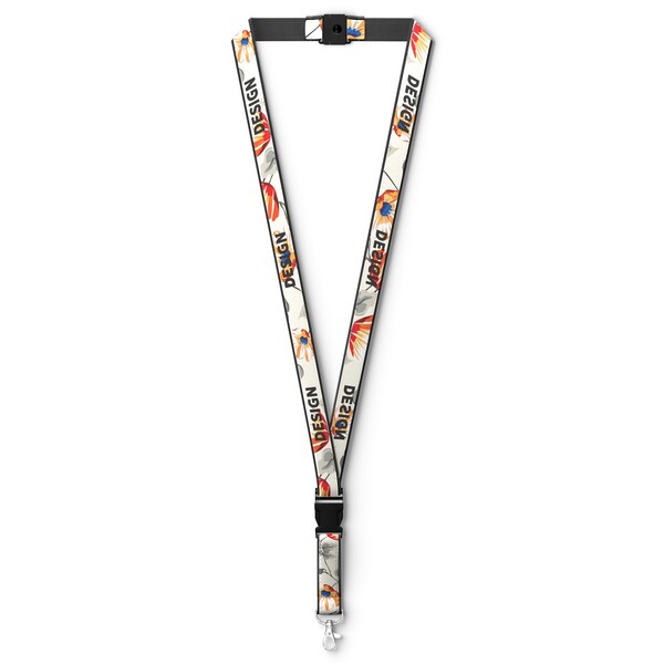 Detachable polyester lanyard with sublimated satin overlay - 20mm width / Metal carabiner / Safety breakaway