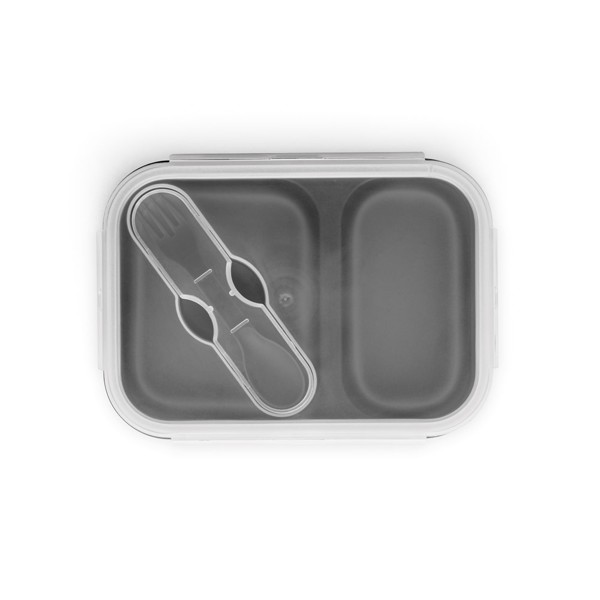 DILL. Lunch Box. Boîte hermétique rétractable en silicone et PP (480 et 760 mL) - Gris Clair