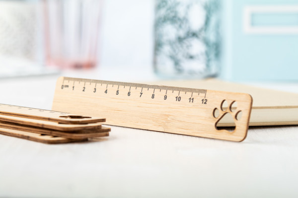 Rooler bamboo ruler, 12 cm - Natural