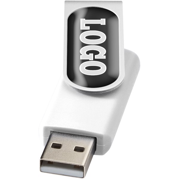 Memoria USB para gota de resina de 4 GB "Rotate" - Blanco / Plateado
