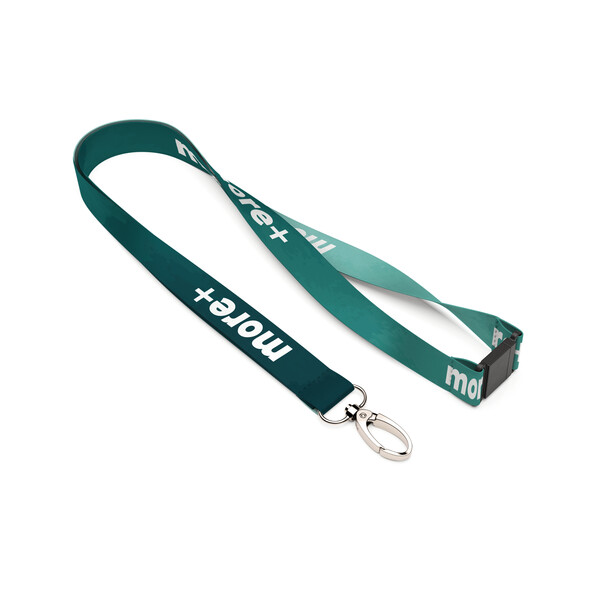 Recycled polyester (rPET) sublimation lanyard - 20mm width / Oval hook / Safety breakaway