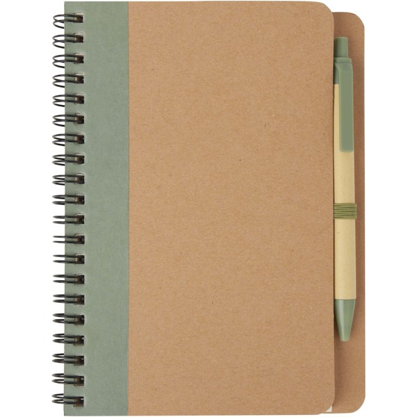 Blocco note riciclato con penna Priestly - Verde melange / Naturale