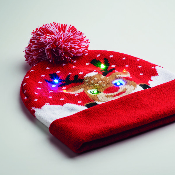 Berretto di Natale con LED Shimas Light - Rosso
