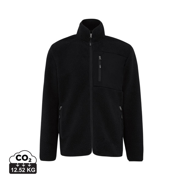 Iqoniq Diran Fleecejacke aus recyceltem Polyesterflor - Schwarz / XXL