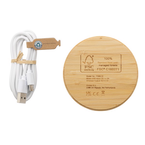 Bamboo 5W round wireless charger