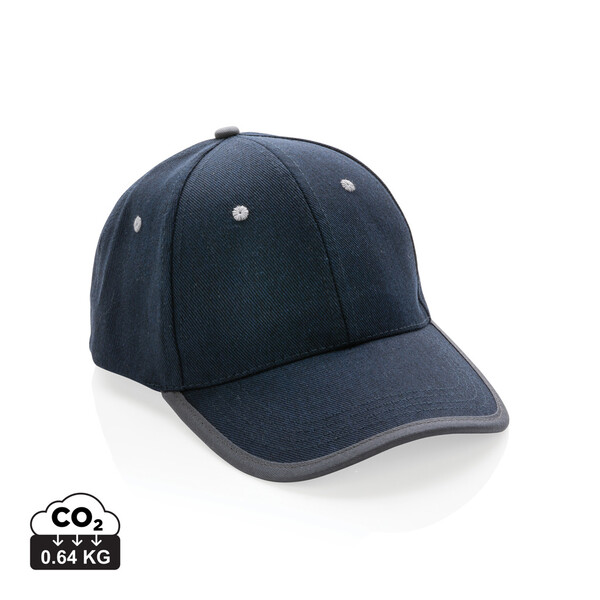 Casquette contraste 6 panneaux coton recyclé Impact AWARE™ - Bleu Marine