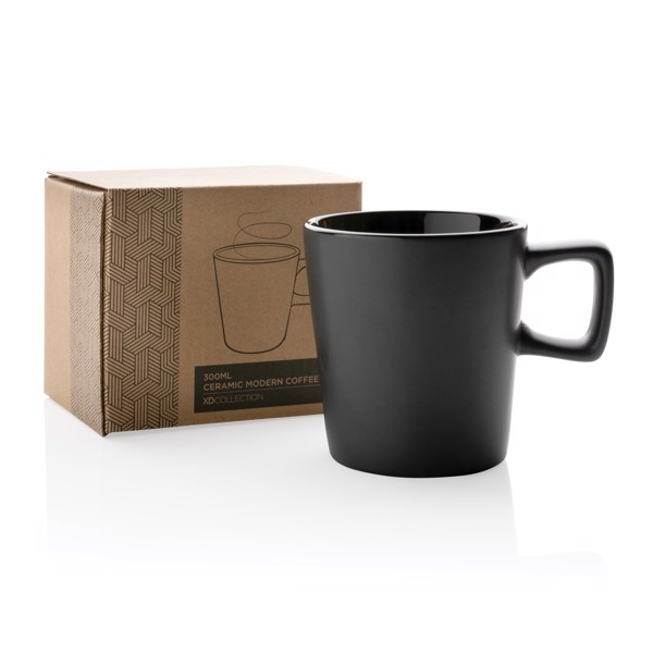 Ceramic modern coffee mug 300ml - Black / Black
