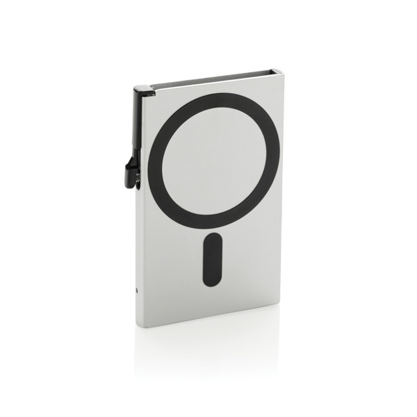 Standard aluminium RFID magnetic phone cardholder - Silver