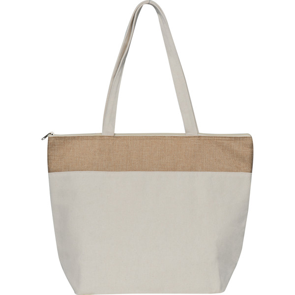 Cooler bag made of 200g cotton and laminated jute CARMELA - Beige